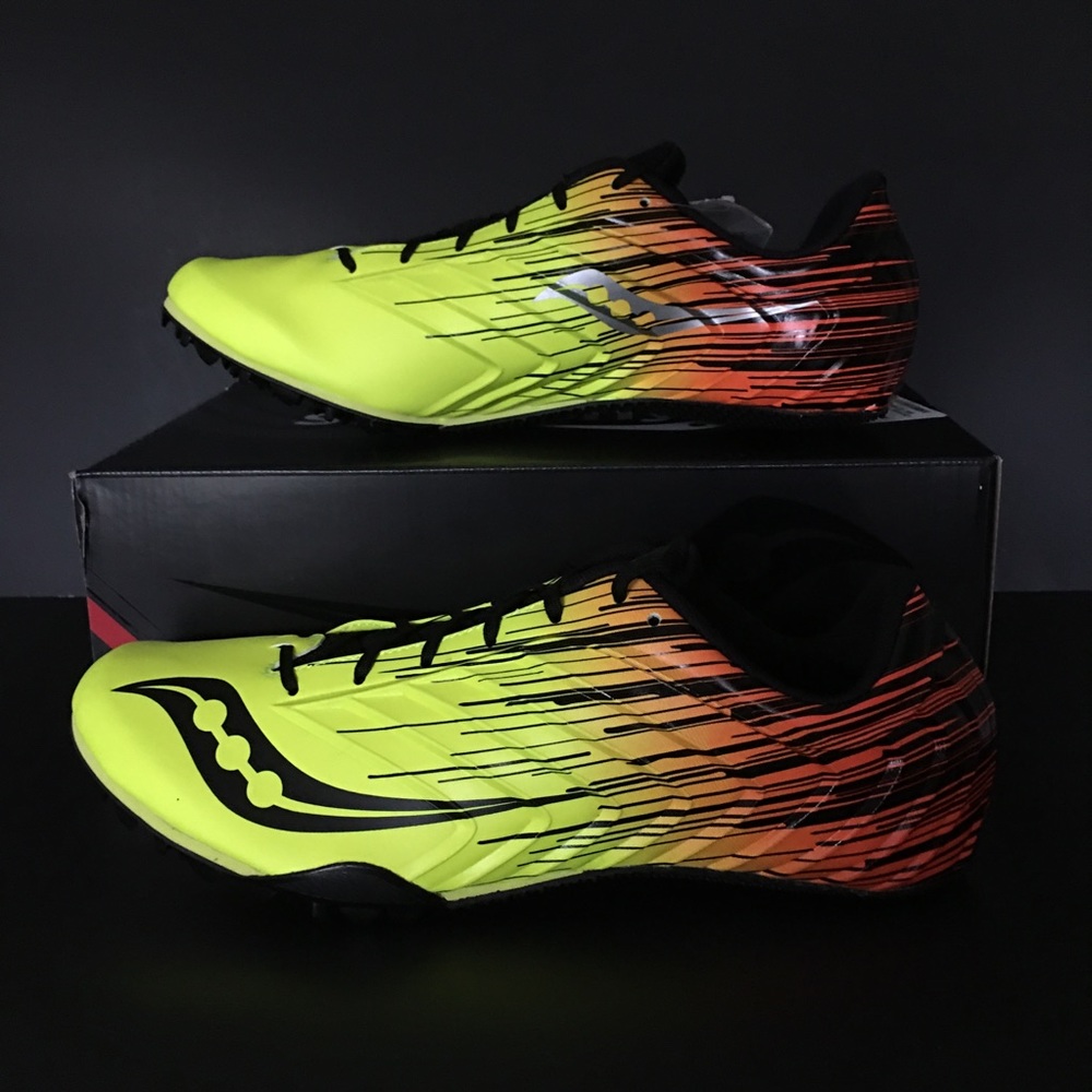 Saucony Spitfire 5 Spike Track Running Shoes Lightweight Citron Black Men's - Picture 5 of 12